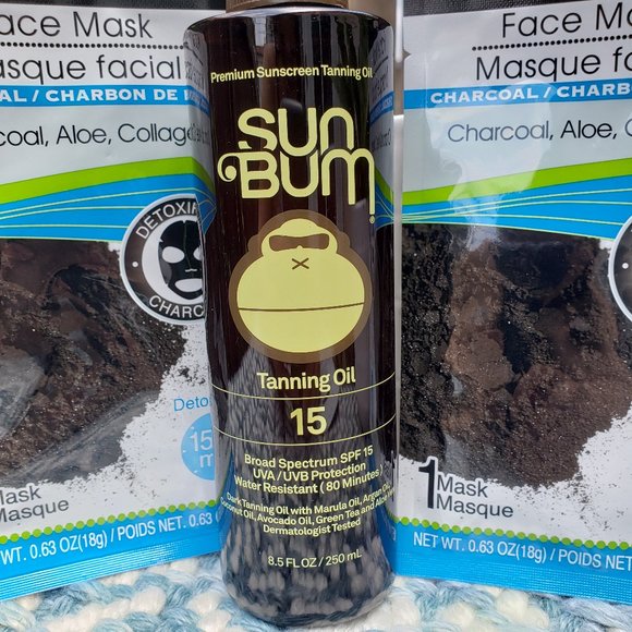 SUN BUM Bath & Body Sunbum Tanning Oil 2 Charcoal Face Mask New Poshmark